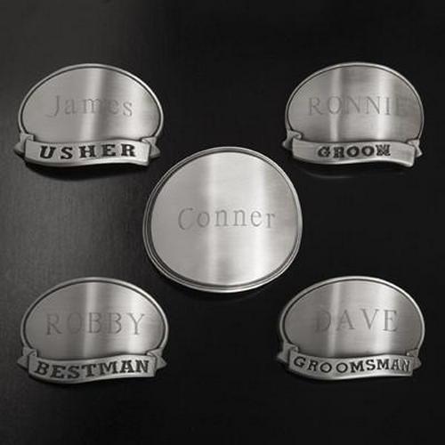 Personalized Groomsmen Gunmetal Medallion Beer Mugs