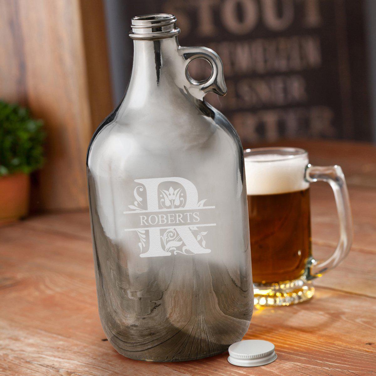 Personalized Gunmetal Beer Growler 64 oz