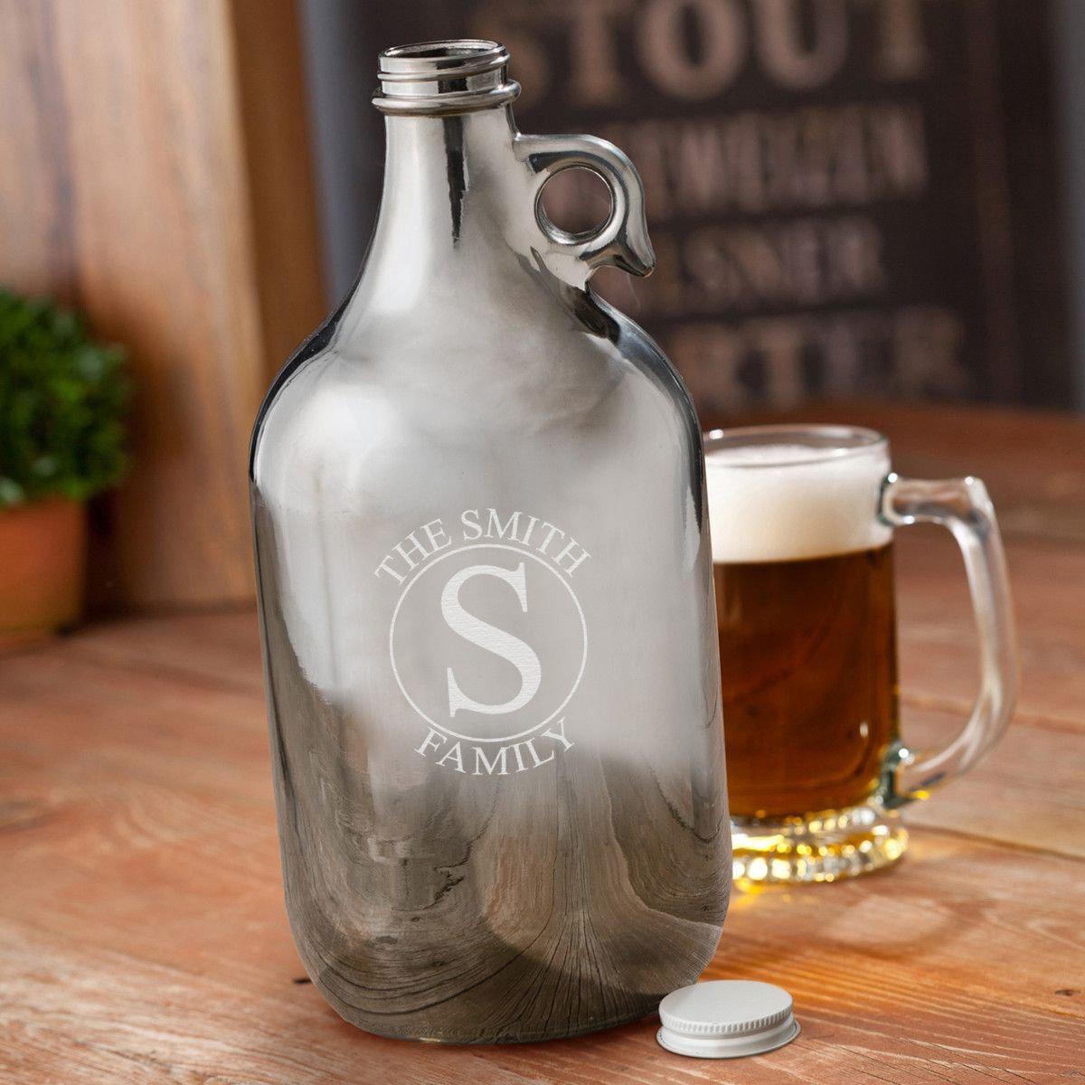 Personalized Gunmetal Beer Growler 64 oz