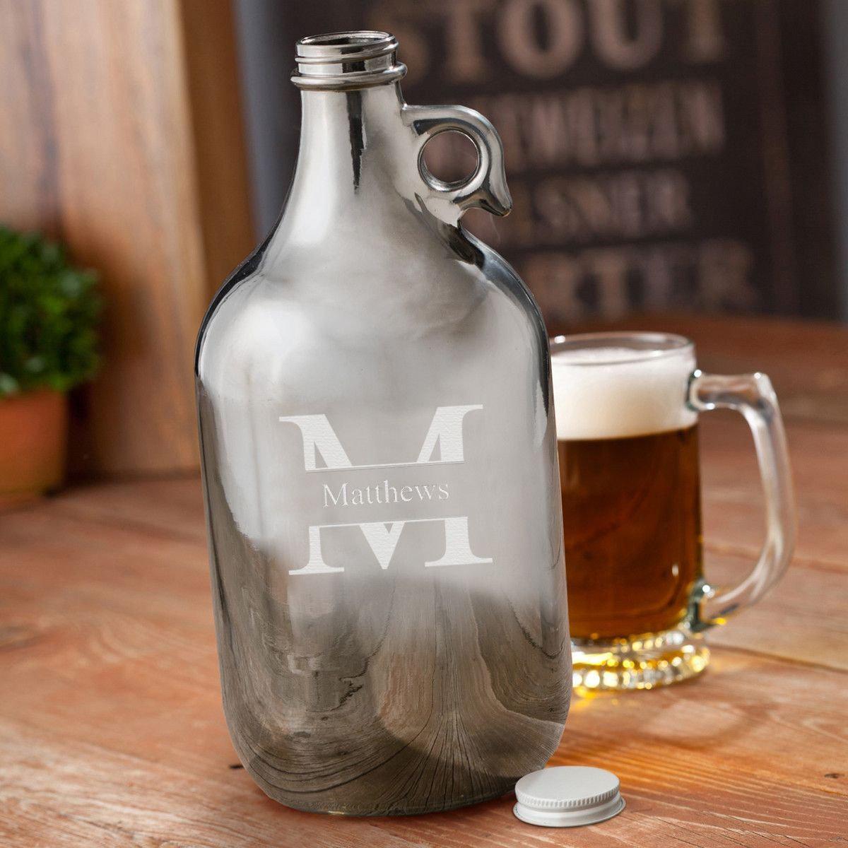 Personalized Gunmetal Beer Growler 64 oz