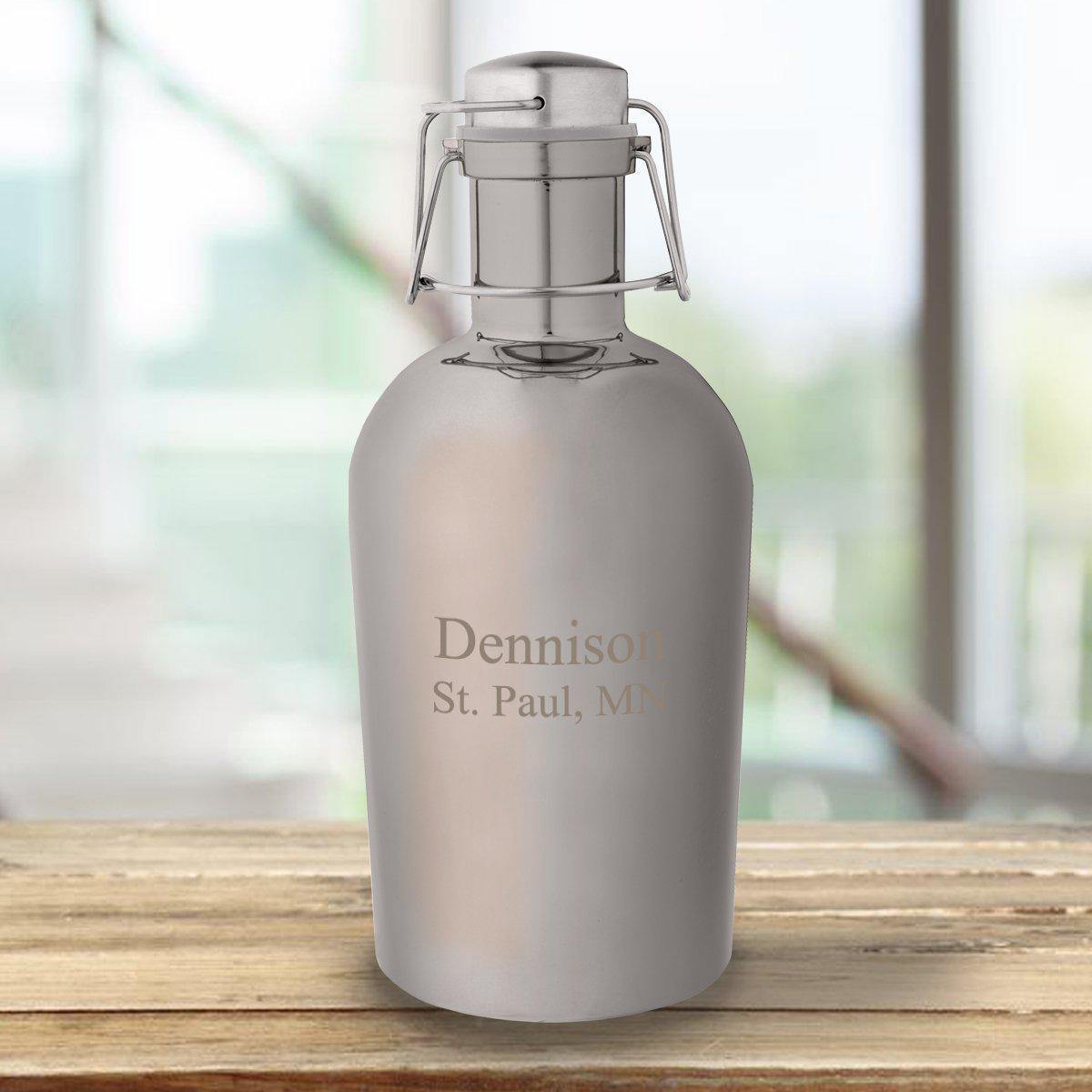 Personalized Gunmetal Growler - 64 oz. - 6 Designs