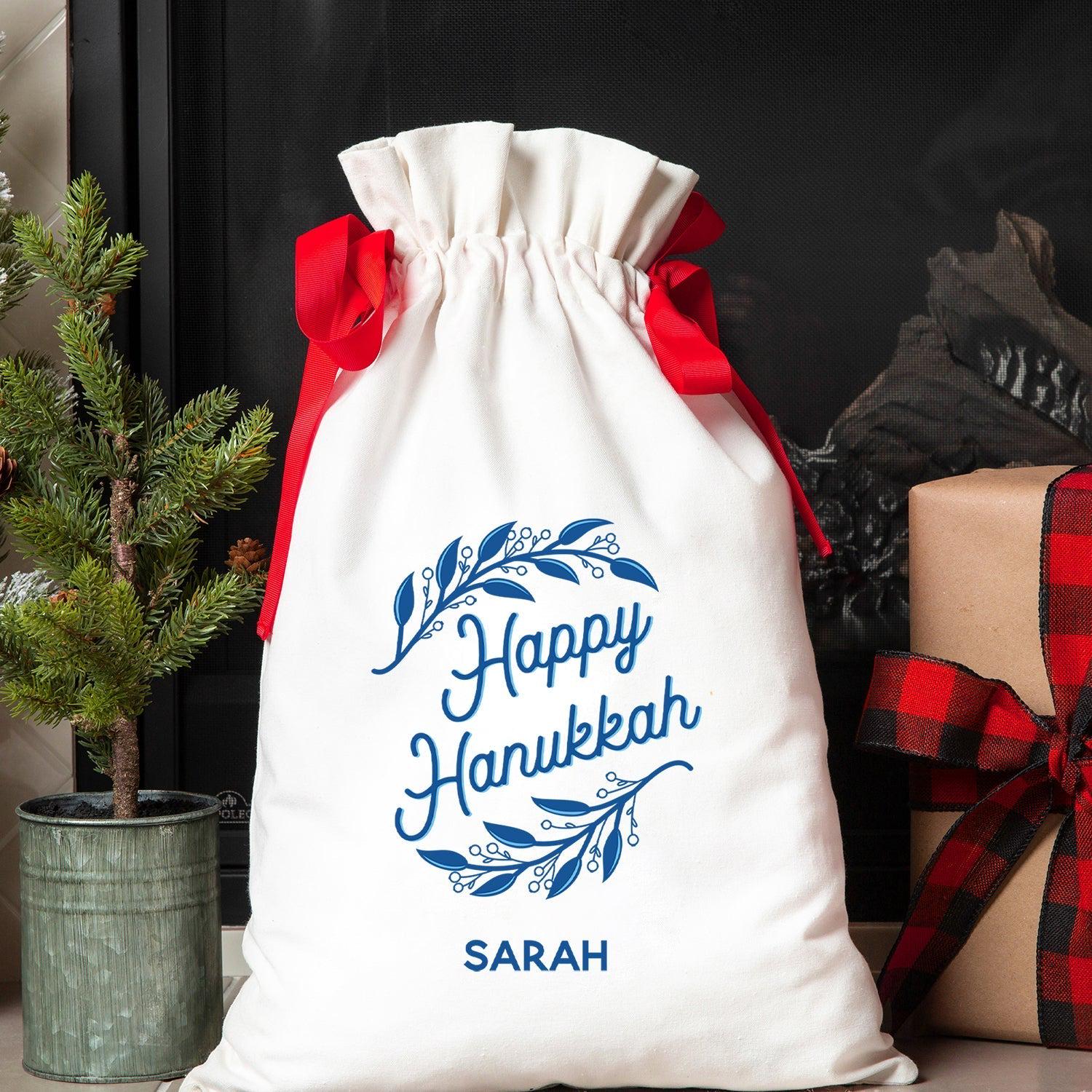 Personalized Hanukkah Drawstring Gift Bags