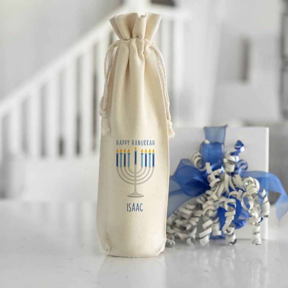 Personalized Hanukkah Wine Gift Bags