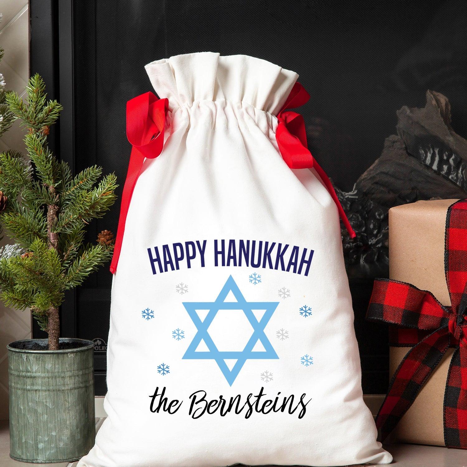 Personalized Hanukkah Drawstring Gift Bags