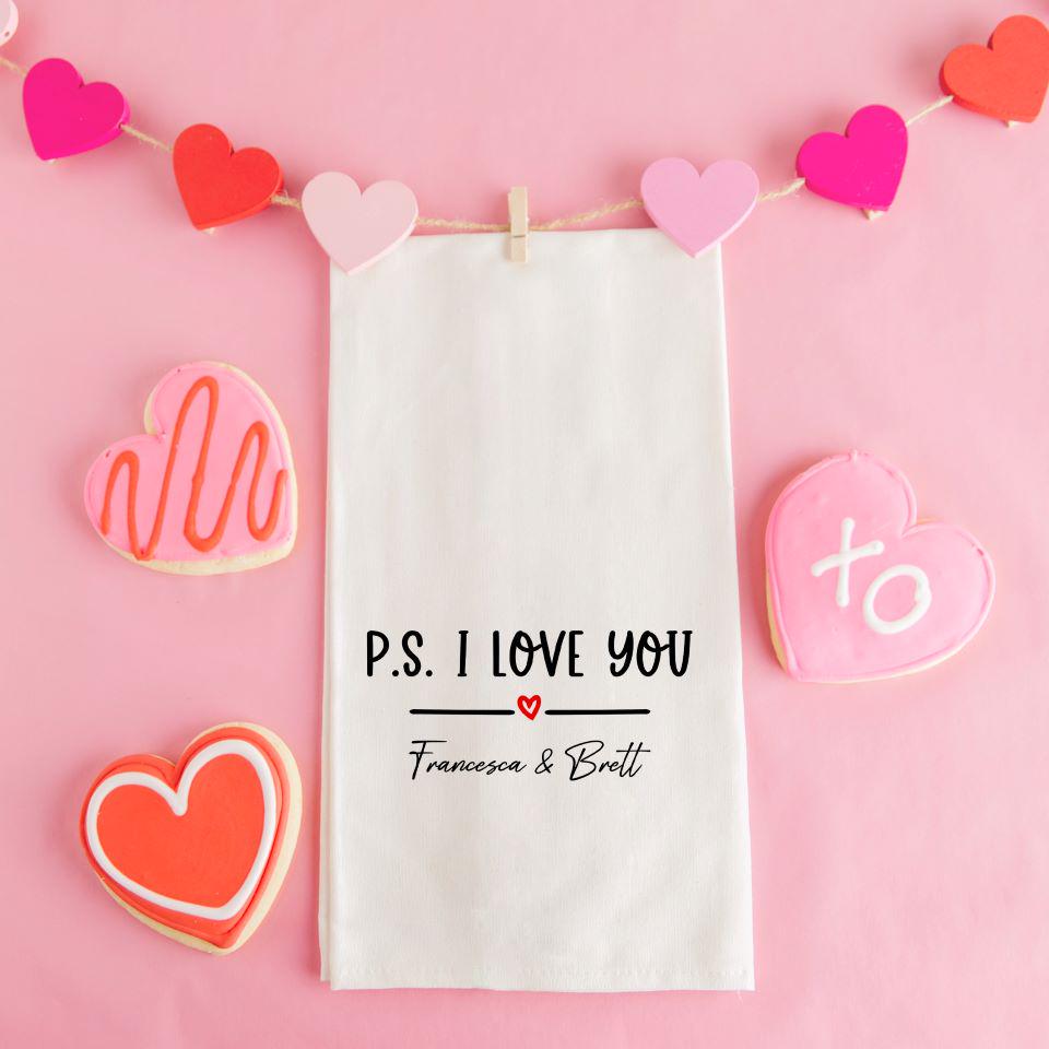 Personalized Hearts Day Tea Towels