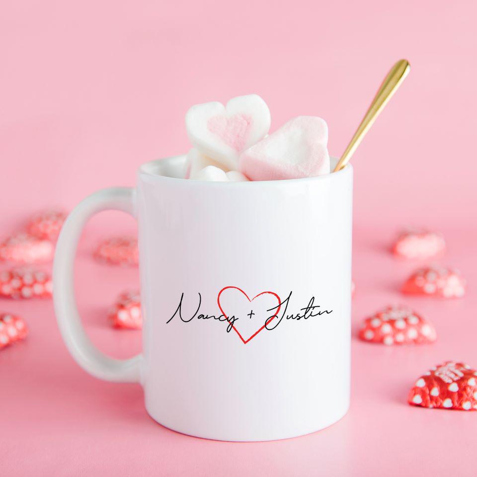 Personalized Hearts Day Mugs