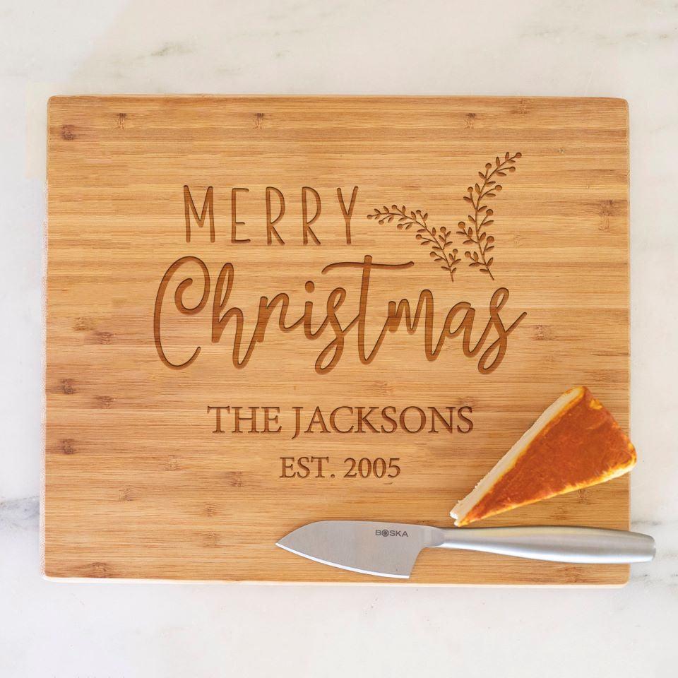 Personalized Holiday 11x13 bamboo Cutting Boards