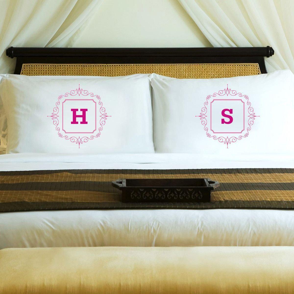 Personalized Initial Motif Couples' Pillow Cases