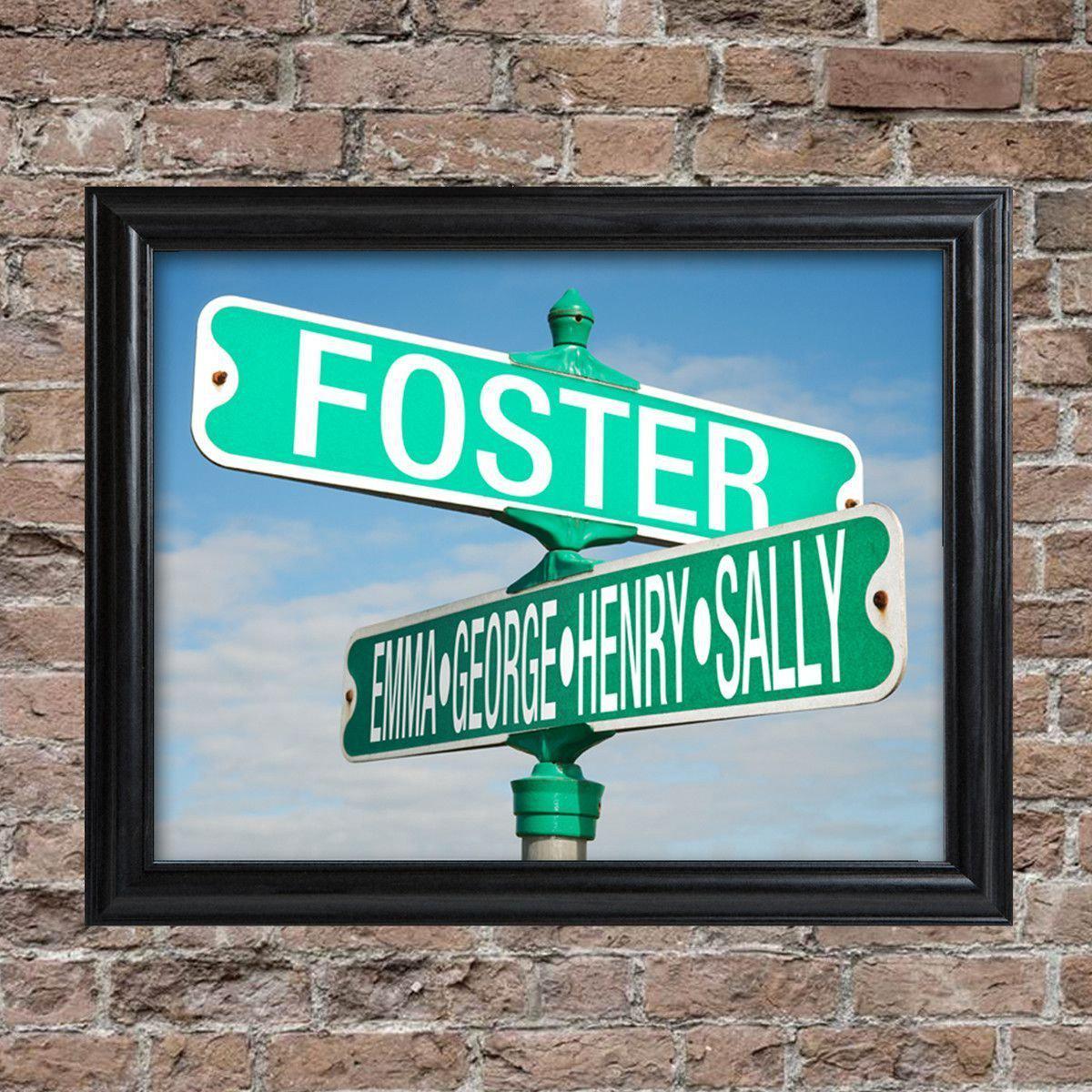 Personalized Intersection Street Sign - Framed