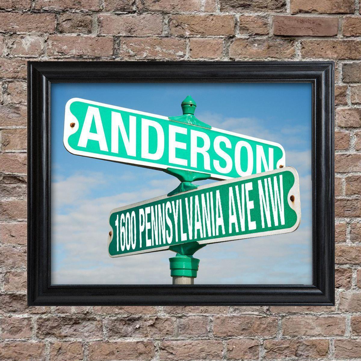 Personalized Intersection Street Sign - Framed