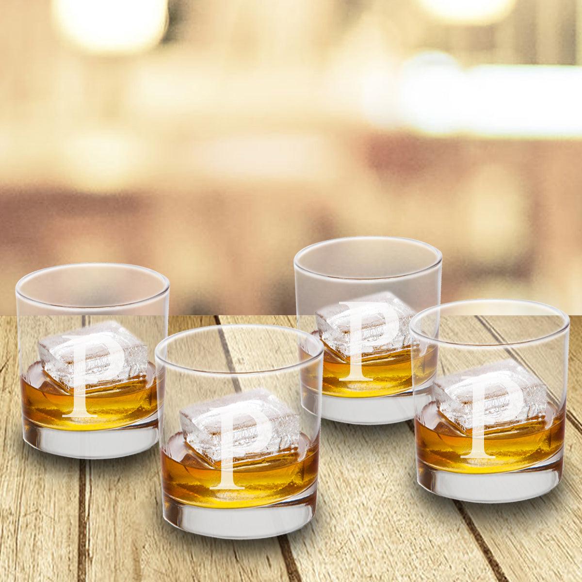 Personalized Lowball Whiskey Glasses - Old Fashioned Glass Set - Set of 4