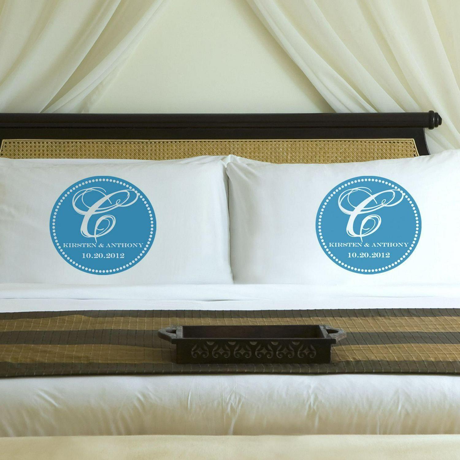 Personalized Magical Monogram Couples Pillow Case Set