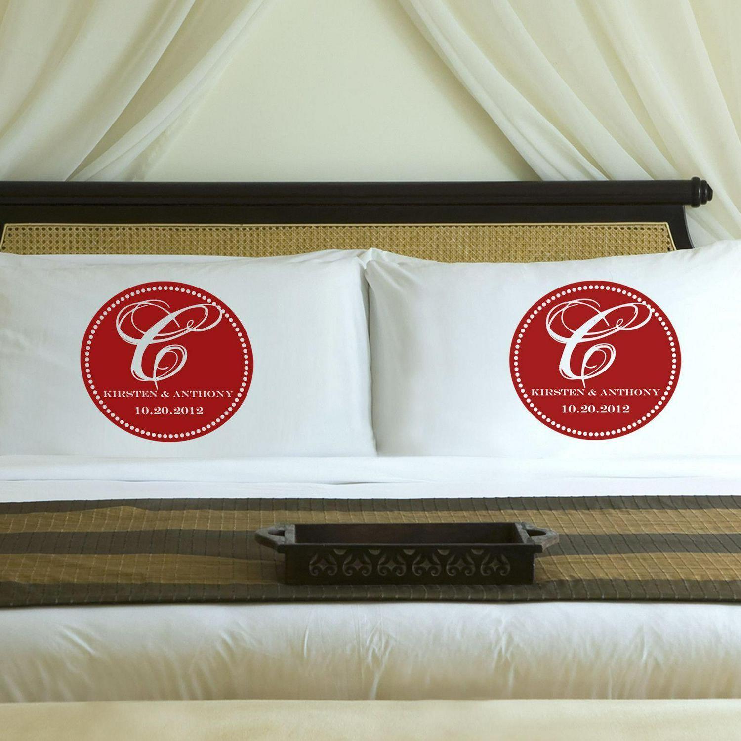 Personalized Magical Monogram Couples Pillow Case Set