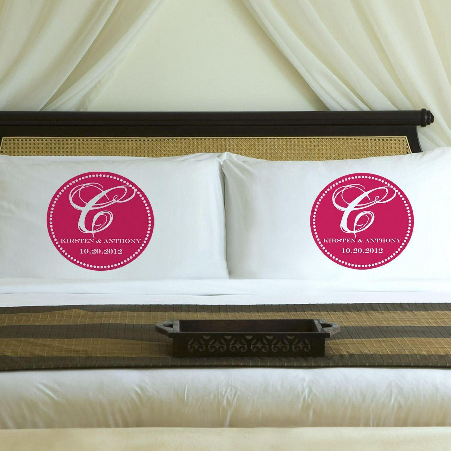 Personalized Magical Monogram Couples Pillow Case Set