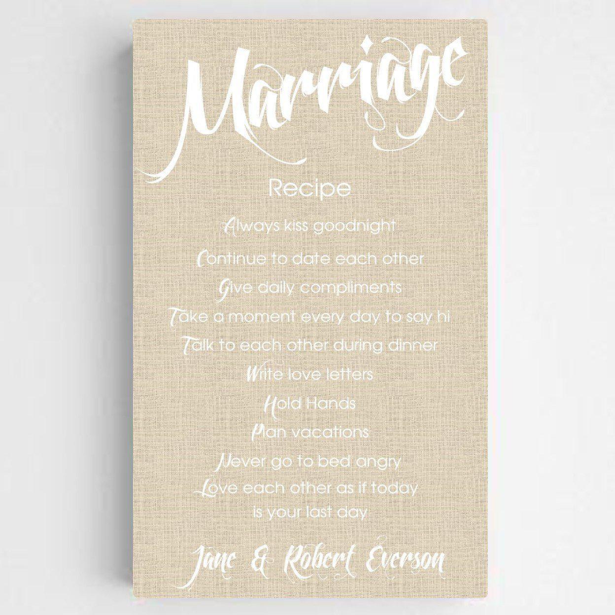 Personalized Marriage Recipe Canvas Print