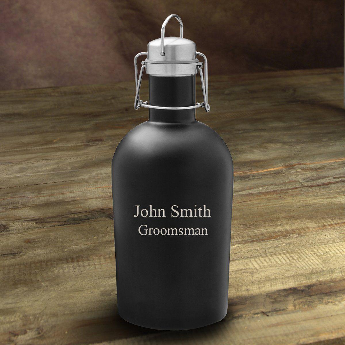 Personalized Matte Black Beer Growler - 64oz.