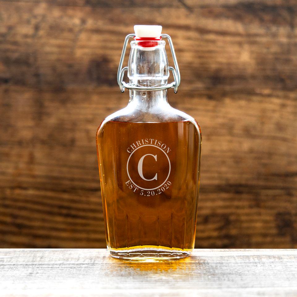 Personalized Monogrammed Glass Flask