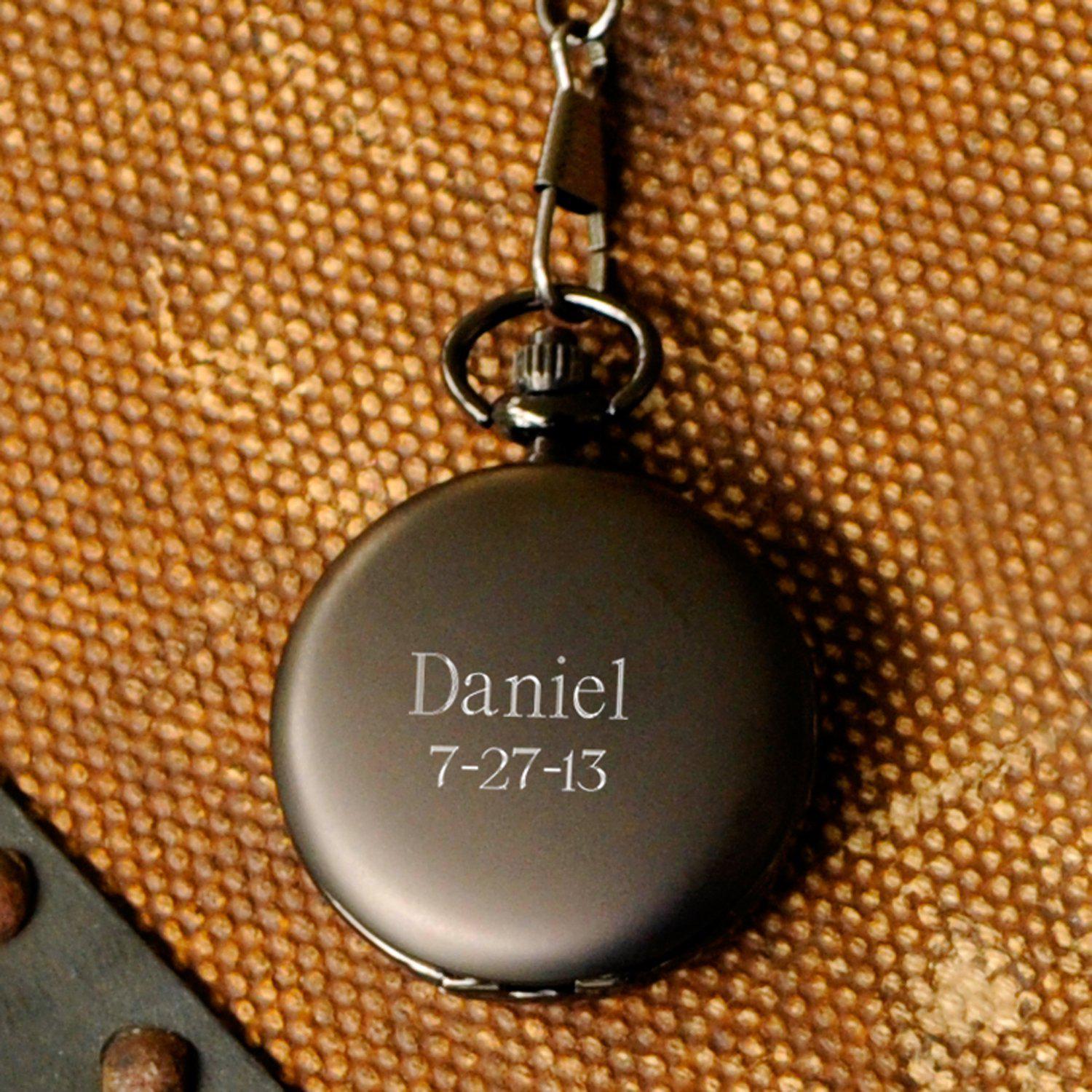 Personalized Pocket Watch - Gunmetal - 1.5 Diameter