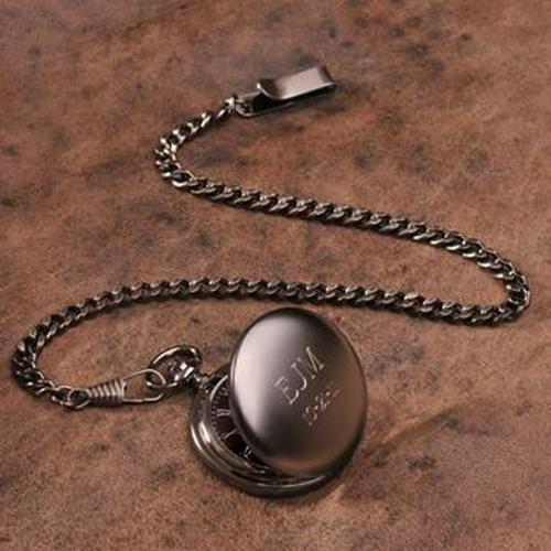 Personalized Pocket Watch - Gunmetal - 1.5 Diameter