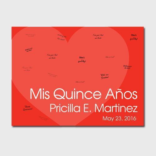 Personalized Quinceanera Guestbook Canvas -Red