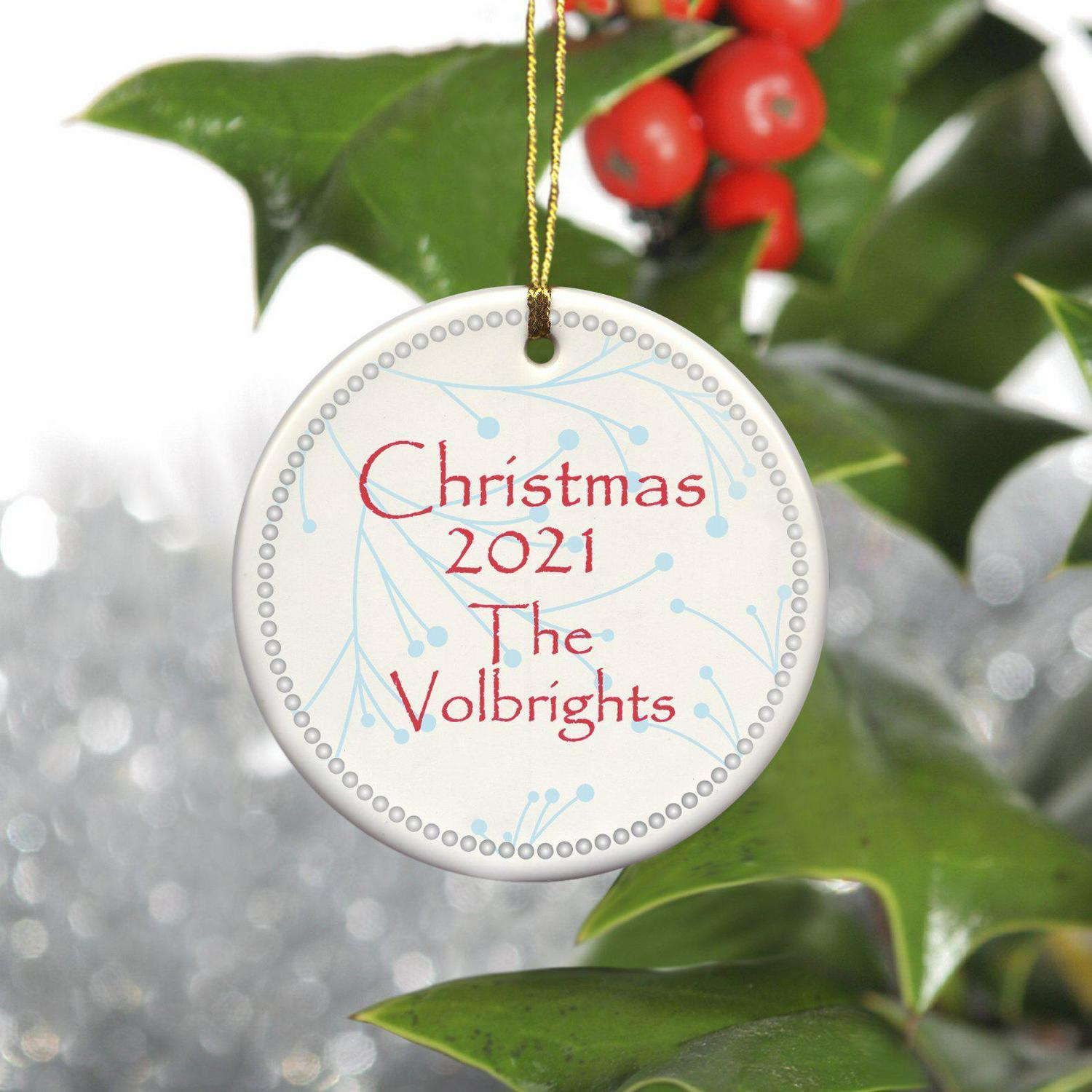 Personalized Simply Natural Ceramic Ornament