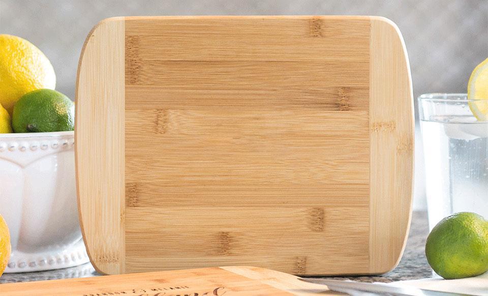 Personalized Two-Tone (Rounded Edge) Bamboo Cutting Boards for Mom