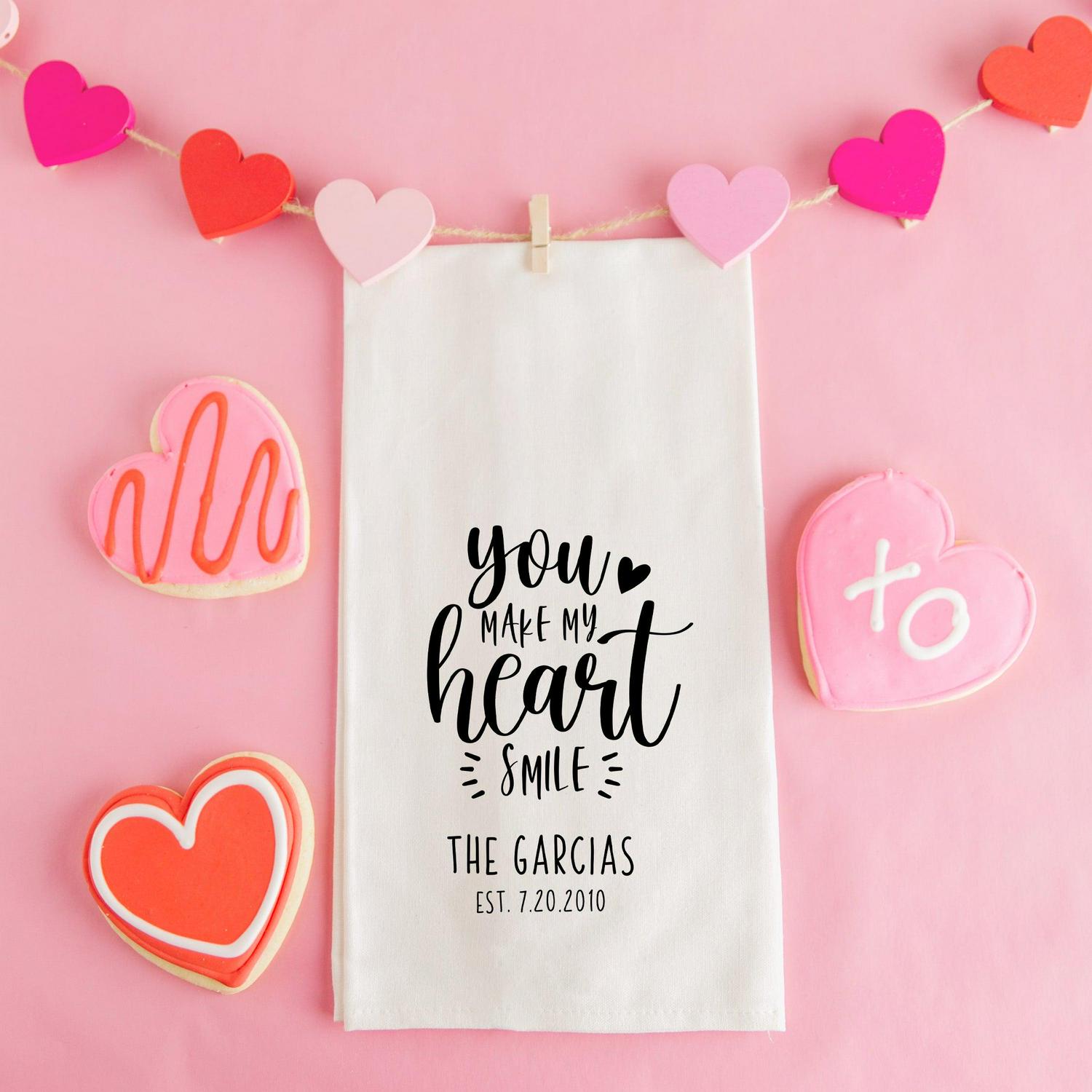 Personalized Valentine's Day Tea Towels - Calligraphy Designs