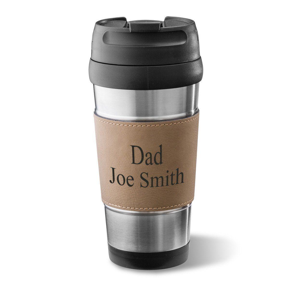 Personalized Vegan Leather Wrapped Tumbler - Stainless Steel - 16 oz.