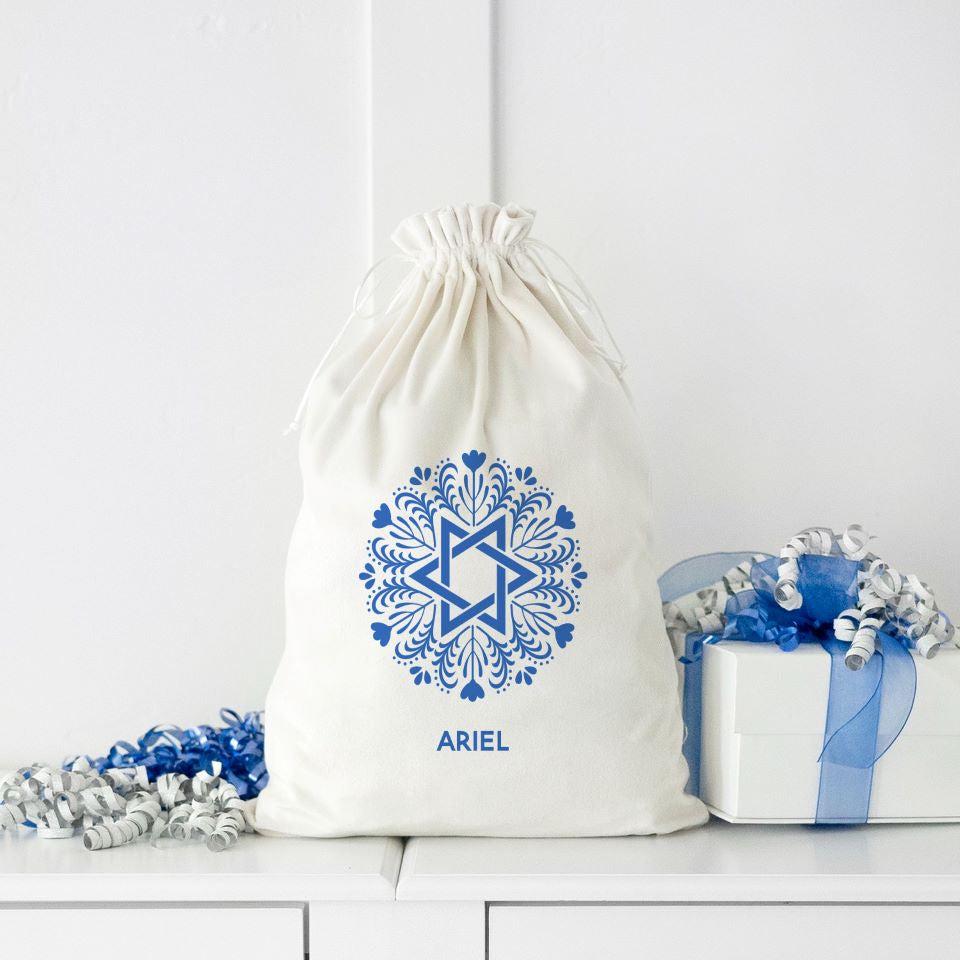 Personalized Velvet Hanukkah Gift Bags