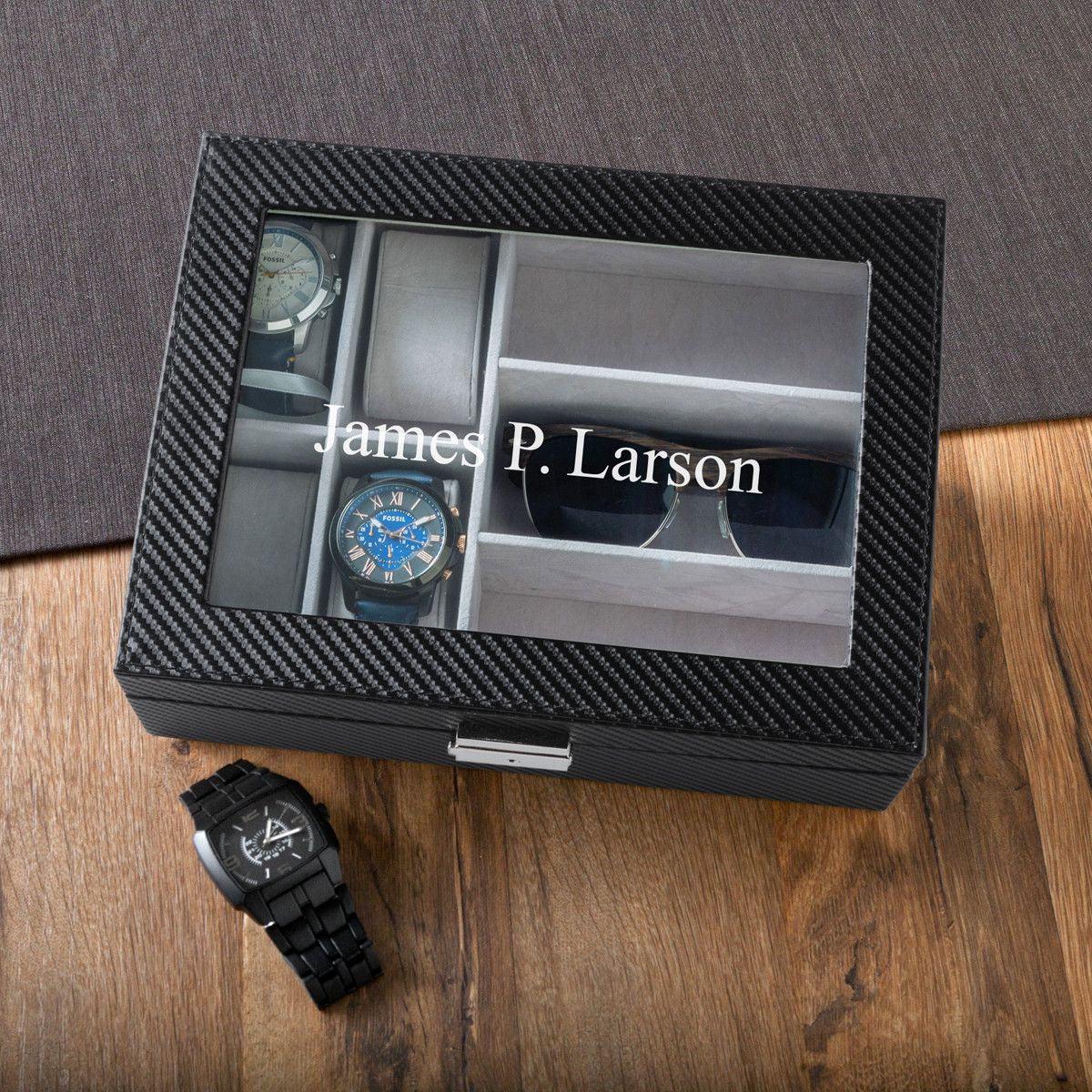 Personalized Watch Box and Sunglasses Box Combo