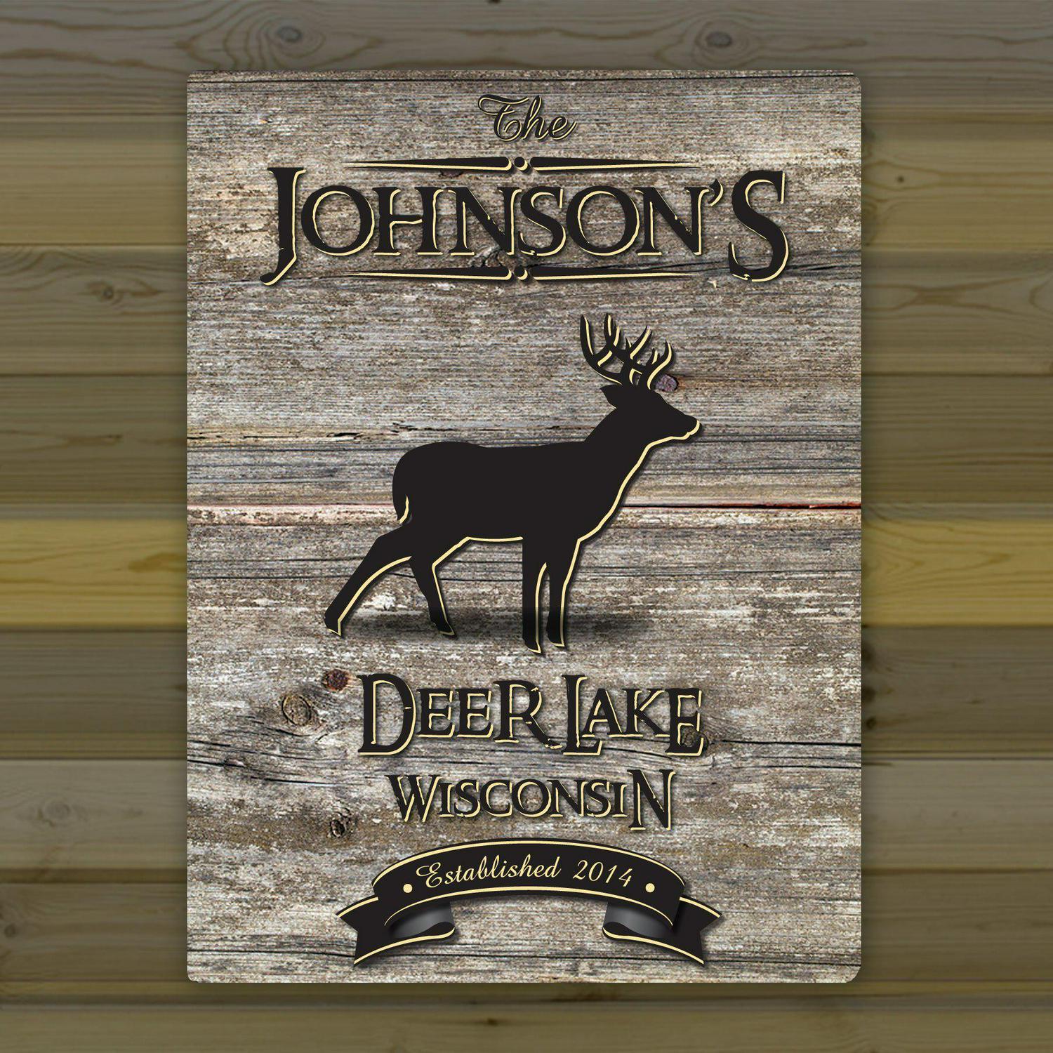 Personalized Weathered Wood Welcome to the Lake Canvas Sign