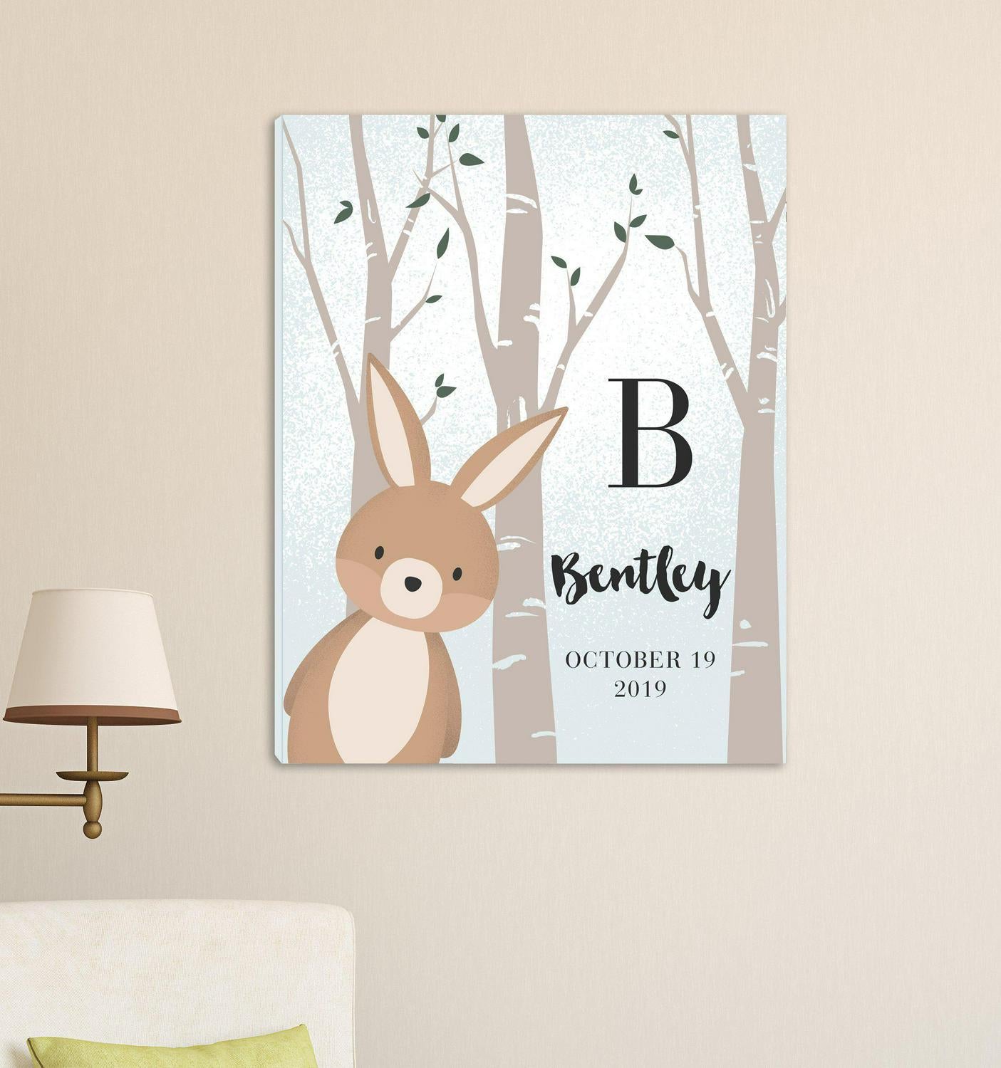 Personalized Woodland Animal Canvas - Pink or Blue