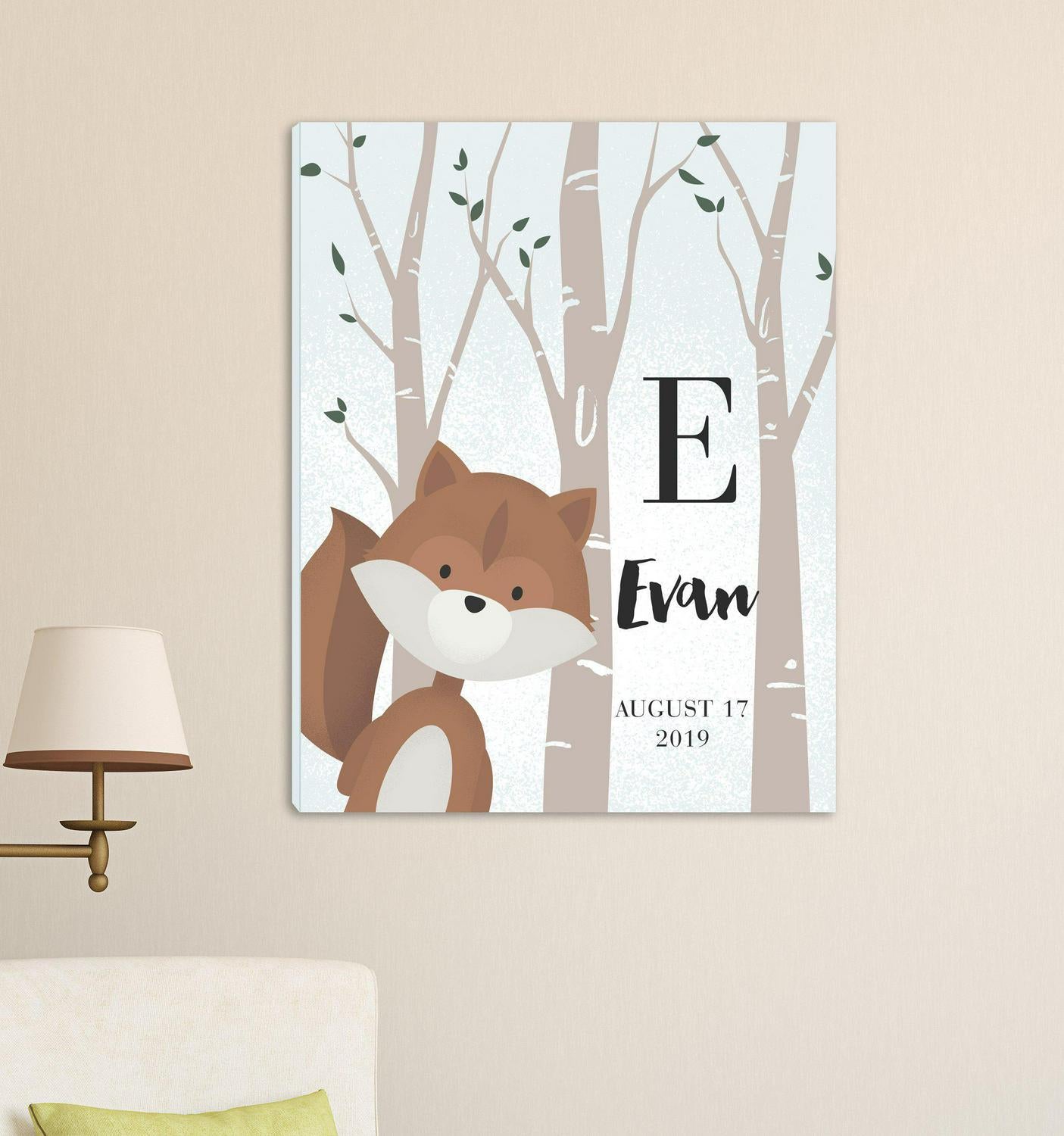 Personalized Woodland Animal Canvas - Pink or Blue