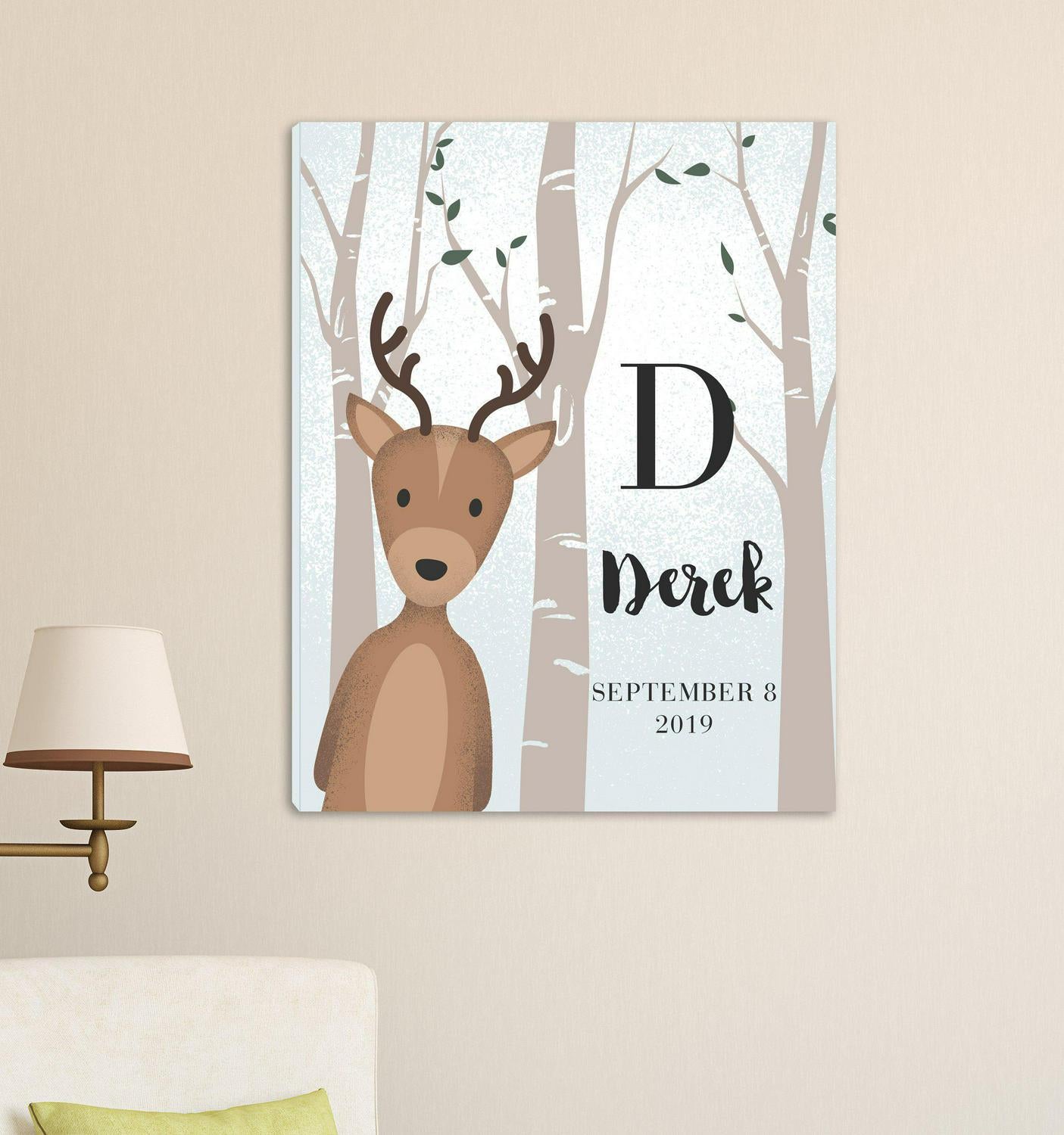 Personalized Woodland Animal Canvas - Pink or Blue