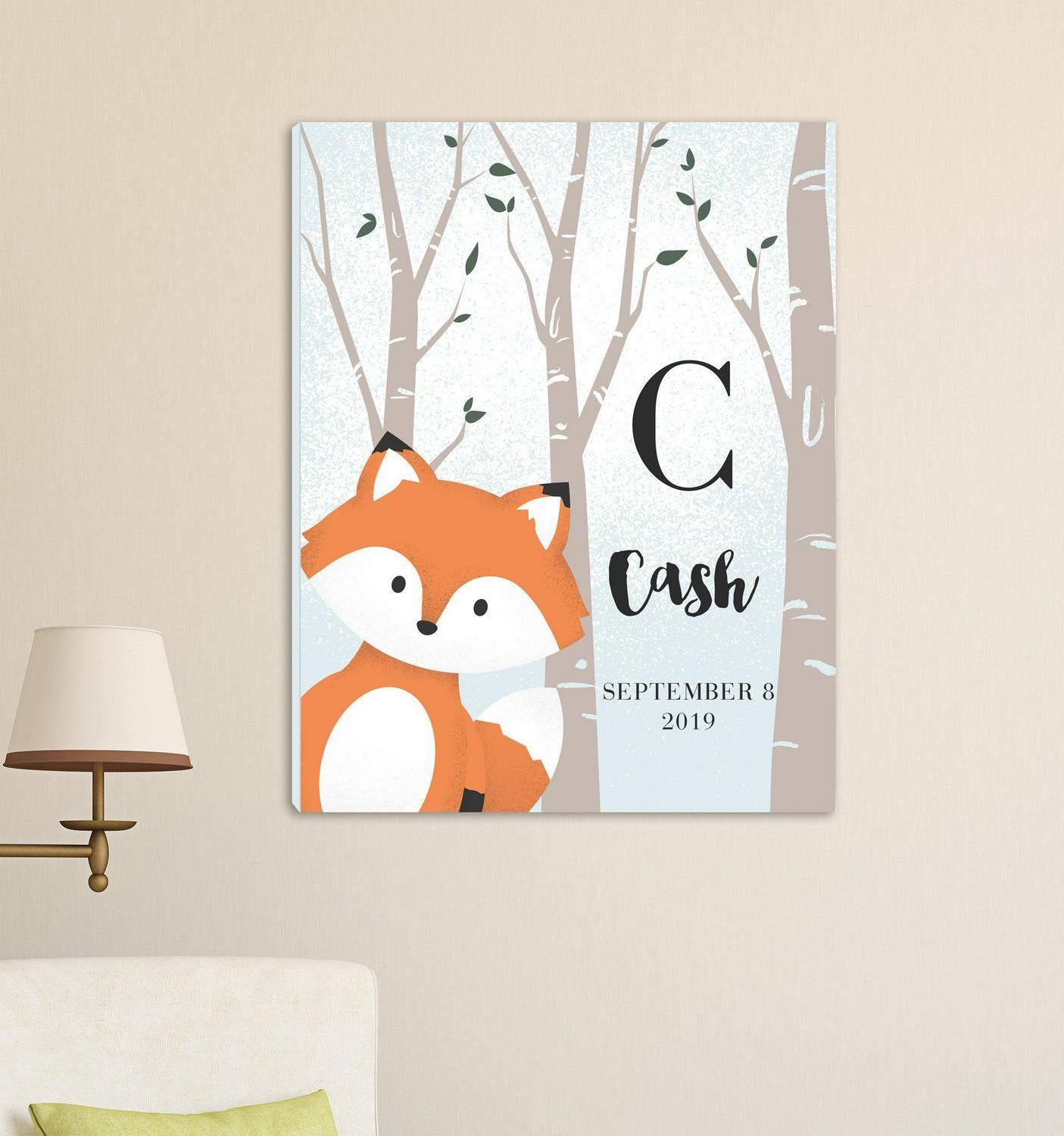 Personalized Woodland Animal Canvas - Pink or Blue