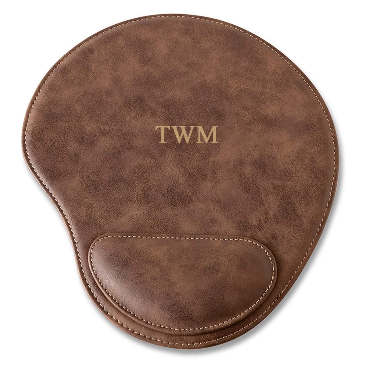 Rustic Vegan Leather Personalized Mouse Pad