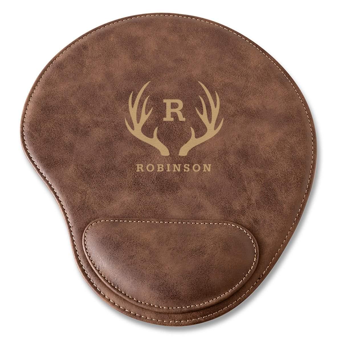 Rustic Vegan Leather Personalized Mouse Pad