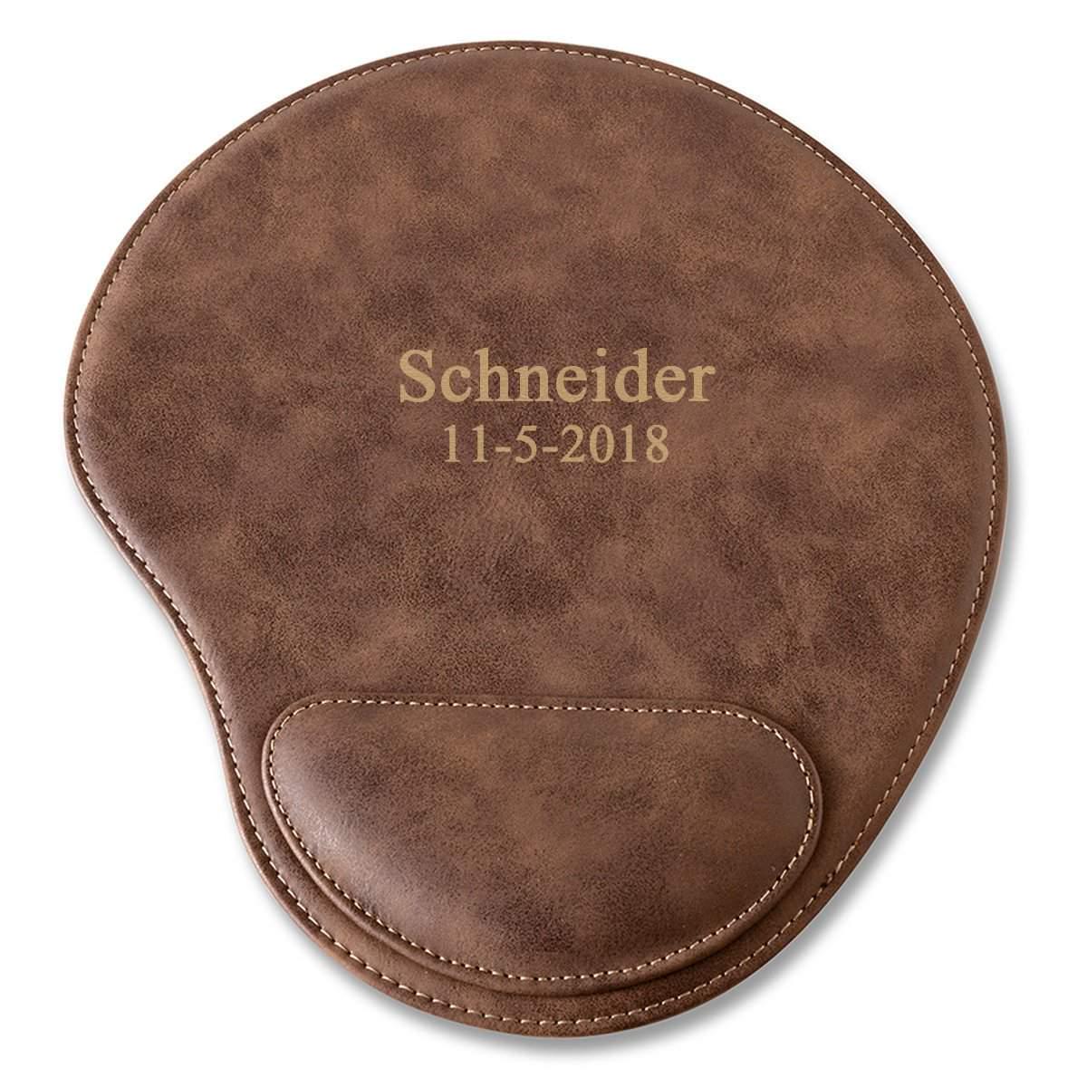 Rustic Vegan Leather Personalized Mouse Pad