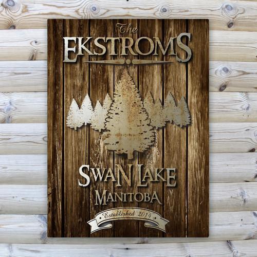 Rustic Wood Cabin Canvas Sign