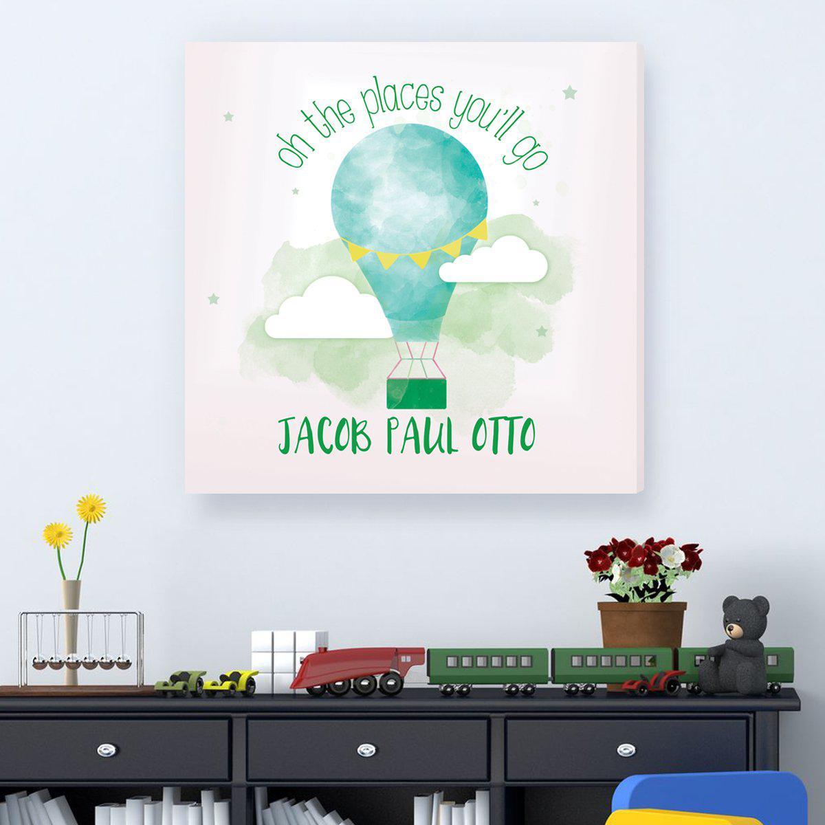 The Places Youll Go Personalized Kids Sign Hot Air Balloon